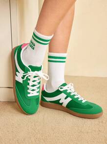 CUCCOO EASI Women's Colorblock Casual Sneakers Retro Athletic Trainers Tainers - Green - View 3