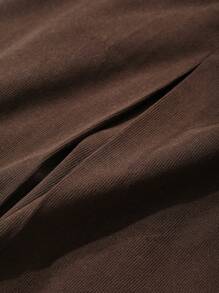 FRIFUL 女式纯色短款褶皱 A 字迷你裙，返校服装 - 咖啡棕 - 查看 7