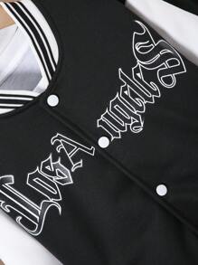 2st/set Tween pojkar tryckt långärmad baseballjacka och byxor - Svart och Vitt - Visa 5