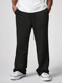 Manfinity VCAY Pantalones casuales de unicolor con bolsillo y amarre delantero para hombre