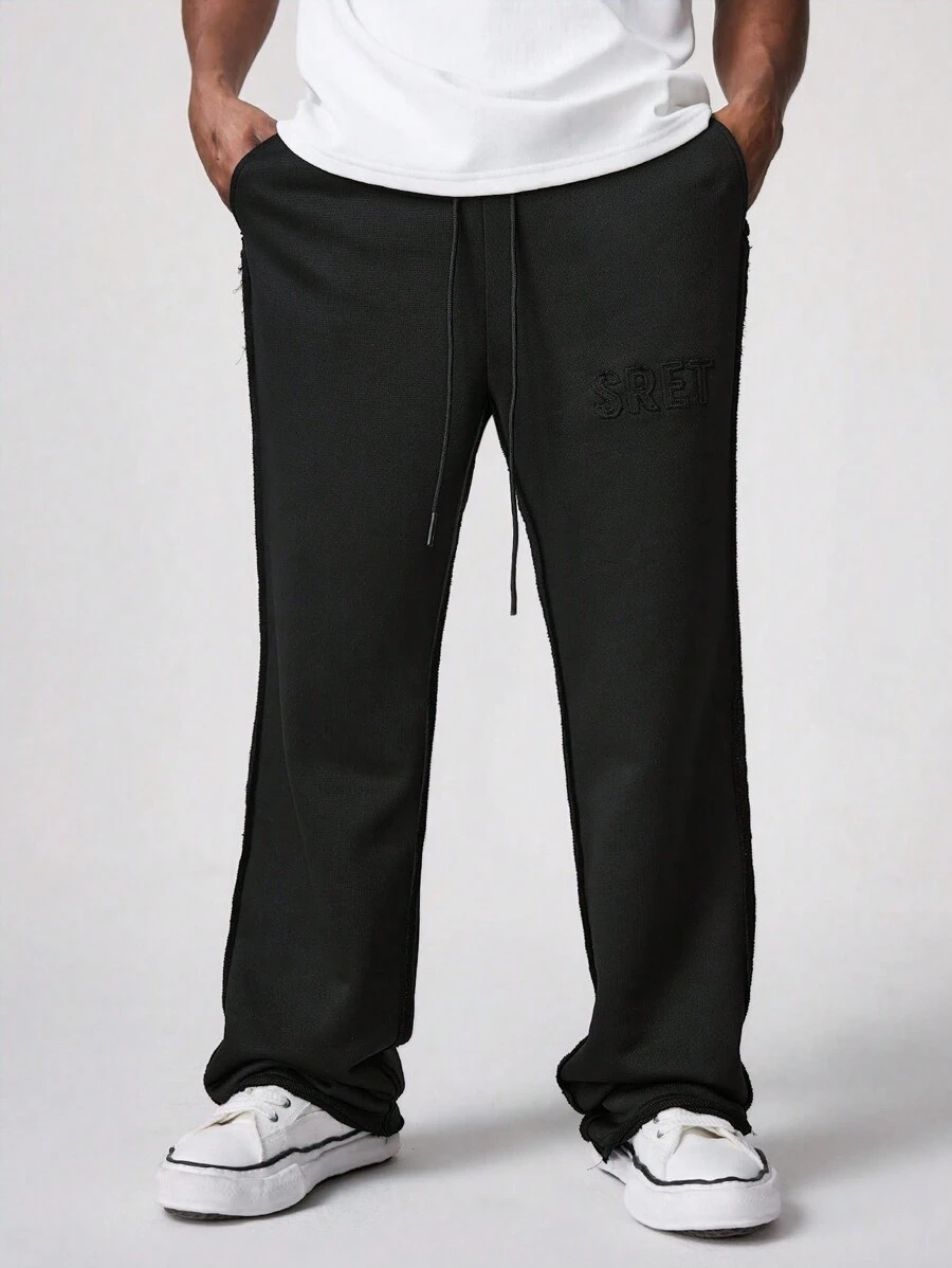 Manfinity VCAY Pantalones casuales de unicolor con bolsillo y amarre delantero para hombre