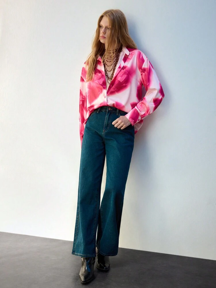SHEIN Maija Blusa Casual Feminina Estampada em Rosa, Fashion e Versátil para Uso Diário, Primavera/Verão