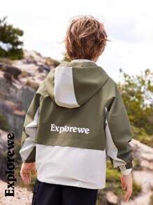 SHEIN 青少年男孩休闲户外运动彩色拉链连帽夹克，带口袋 - 彩色 - 查看 5