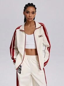 SHEIN EZwear 女士秋冬运动街头服饰 Corta Vento 拼色长袖夹克 - 彩色 - 查看 3