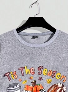 Manfinity Men's Crew Neck Long Sleeve Letter Print Minimalist Sweatshirt, Casual Daily Wear