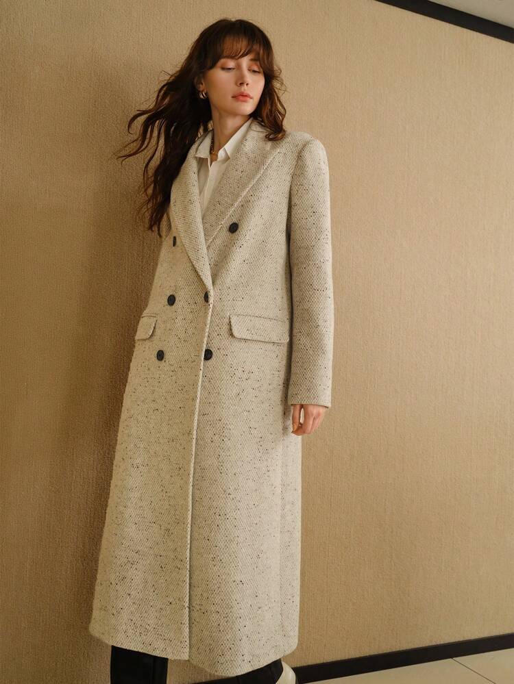 MOTF STUDIO PEAK COLLAR FLAP DETAIL LONGLINE PEA OVERCOAT FOR AUTUMN/WINTER