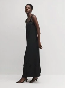 BizChic Robe d'été ample à bretelles pour femmes, unicolore et droite - Noir - Voir 3