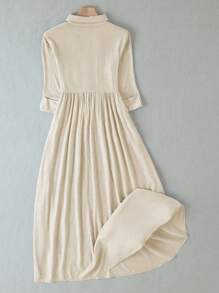 Franclia Women Short Sleeve Solid Color Single-Breasted Casual Loose Shirt Dress, Spring Summer Maxi Women Outfit