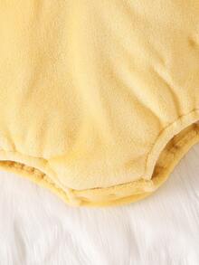 Body combinaison à capuche et manches longues en peluche et bicolore pour bébé garçon, pour porter en extérieur et en tenue décontractée, automne/hiver - Jaune citron - Voir 8