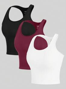 Seamluxe SHEIN Sport Top da allenamento smanicato sportivo in in rete con inserti in rete