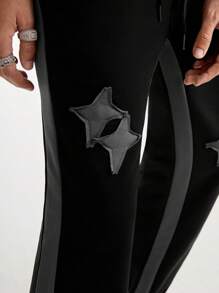 Manfinity VCAY Men's Loose Fit Applique Embroidery Knit Sweatpants - Black - View 4