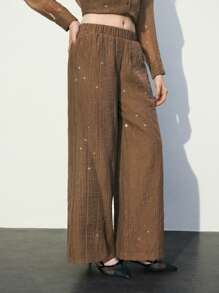 Maija Women Brown Solid Color Pocket Simple Casual Long Pants - Brown - View 5