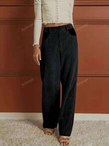 Pantalon décontracté en velours côtelé avec poche, automne/hiver