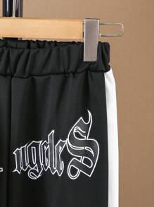 2st/set Tween pojkar tryckt långärmad baseballjacka och byxor - Svart och Vitt - Visa 6