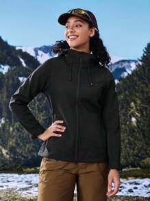 In My Nature 女士秋季连帽户外风衣外套 - 黑色 - 查看 18