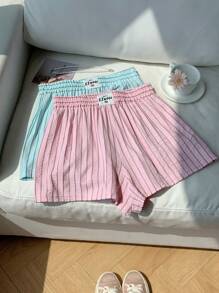 Comfortcana Women's New Simple Daily Striped Shorts 2 Packs - Multicolor - View 3