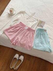 Comfortcana Women's New Simple Daily Striped Shorts 2 Packs - Multicolor - View 6