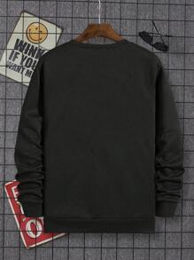 Manfinity Men's Santa Claus Print Fleece Sweatshirt, Christmas - Black - View 2