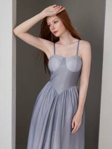 SHEIN Belle Vestido de fiesta con tirantes de espagueti con efecto degradado de brillo para mujer