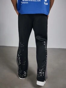 Manfinity Roughcore Quần nỉ bó sát cạp rút họa tiết tương phản cỡ lớn cho nam - màu đen - Xem 2