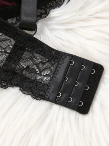 DesireSculpt 2 件套加大码女式撞色蕾丝简约钢圈文胸内衣，提升型