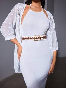 SHEIN VCAY 1 Thắt lưng dệt họa tiết dễ thương dành cho nữ, thích hợp đi biển, dã ngoại, thường ngày, kỳ nghỉ - Nhiều màu - Xem 1