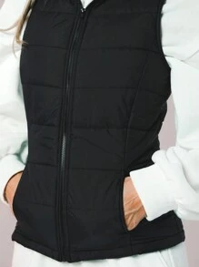 VARSITIE Black Turtleneck Sleeveless Women Sports Jackets - Black - View 7