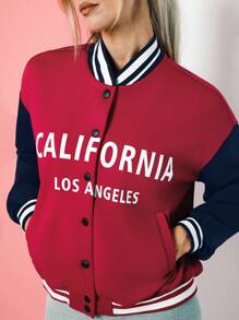 VARSIVA Striped Collar Color Block Buttoned Long Sleeves Women Outdoor Jackets - Multicolor - View 7
