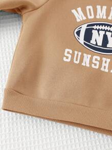 Cozy Pixies 2st Baby Boy Brevtryck Rund Hals Långärmad Sweatshirt Och Elastisk Midja Ankel Lång Byxa Set, Höstkläder - Kaki - Visa 4