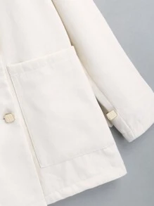 Sweetra Áo khoác cổ xanh navy, hai hàng khuy, mùa thu và đông - Màu be - Xem 3