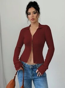 Selianne 女士纯色高领喇叭袖修身开衫、冬季秋季服装、长袖上衣