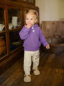 1set Baby Girl Sweater Set, Purple, Warm, New Arrivals, Autumn/Winter - Purple - View 1