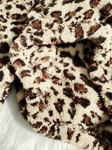 Comfortcana Women's Leopard Print Fleece Zip-Up Front Pocket Casual Sweatshirt,Long Sleeve Tops In Fall/Winter - Apricot - View 4