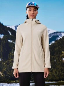 In My Nature 女士户外连帽抽绳风衣夹克 - 杏色 - 查看 10