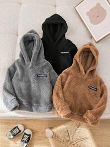 3pcs/Set Baby Boy Cute Fleece Sweatshirt Set, White And Khaki,In Fall/Winter - Multicolor - View 6