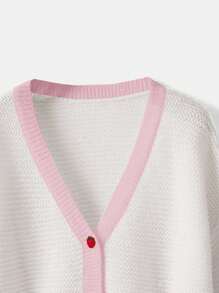 Kawaii Áo len cardigan họa tiết quả dâu tây dễ thương, thu/đông - Nhiều màu - Xem 3