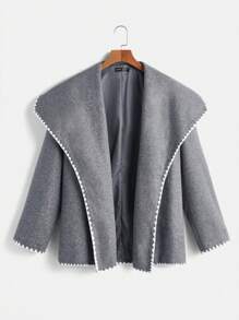 SHEIN Essnce Women's Solid Color Splicing Long Sleeve Casual Jacket, Daily Wear Business Casual Women Halloween Clothes Fall Women Korean Fashion Halloween Outfits Fall Women Clothes Office Wear Women Set Fall Women Outfits Fall Tops Long Sleeves Woman Winter Coat Fall Jackets Coat Fall Women Tops Costume