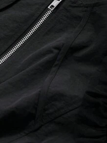 FRIFUL 女士网眼荷叶边袖孔半拉链前超长连衣裙（仅连衣裙，不含 T 恤） - 黑色 - 查看 7