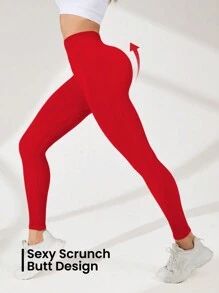 SHEIN Core Rhythm Solid Color High Waisted Minimalist Seamless Leggings, Casual Everyday Wear For Chinese New Year