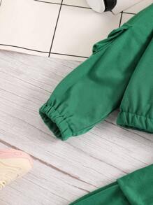 SHEIN 2pcs Young Girl Fashion Knit Sporty Set, Autumn New Casual Fitted Tracksuit - Dark Green - View 4