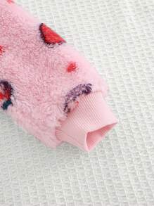 Cozy Pixies 草莓图案圆领长袖套头衫，休闲百搭厚款保暖内衬，适合女婴 - 粉色 - 查看 5