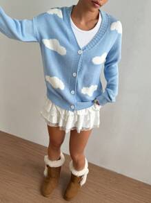 SHEIN Unity 女士时尚花卉印花长袖开衫 - 彩色 - 查看 3