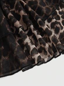 ROMWE Grunge Punk Y2K 原宿豹纹印花分层不对称下摆女式半身裙 - 彩色 - 查看 3