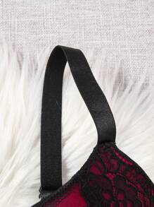 DesireSculpt 2 件套加大码女式撞色蕾丝简约钢圈文胸内衣，提升型