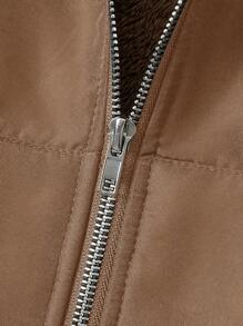 Plus Size Winter Hooded Jacket With Pockets, Thermal Lined Fall Cloth For Women Autumn - Coffee Brown - View 4