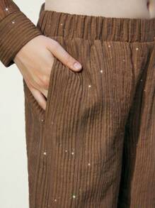 Maija Women Brown Solid Color Pocket Simple Casual Long Pants - Brown - View 4