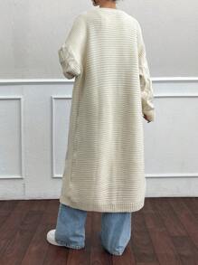 EURMUSE Long Cardigan With The Special Pattern Detail - Beige - View 3