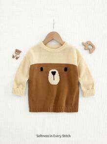 Cozy Pixies 男婴卡通熊图案圆领长袖毛衣 - 彩色 - 查看 1