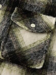 Manfinity Homme Men's Spring/Autumn Plaid Long Sleeve Utility Pocket Jacket - Multicolor - View 6