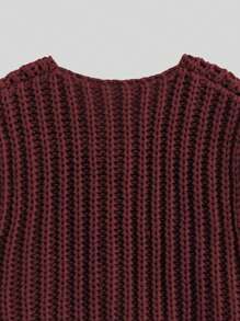 Women's Solid Color Single Breasted Casual Waistcoat Cardigan, Autumn/Winter,Sleeveless Tops - Burgundy - View 5